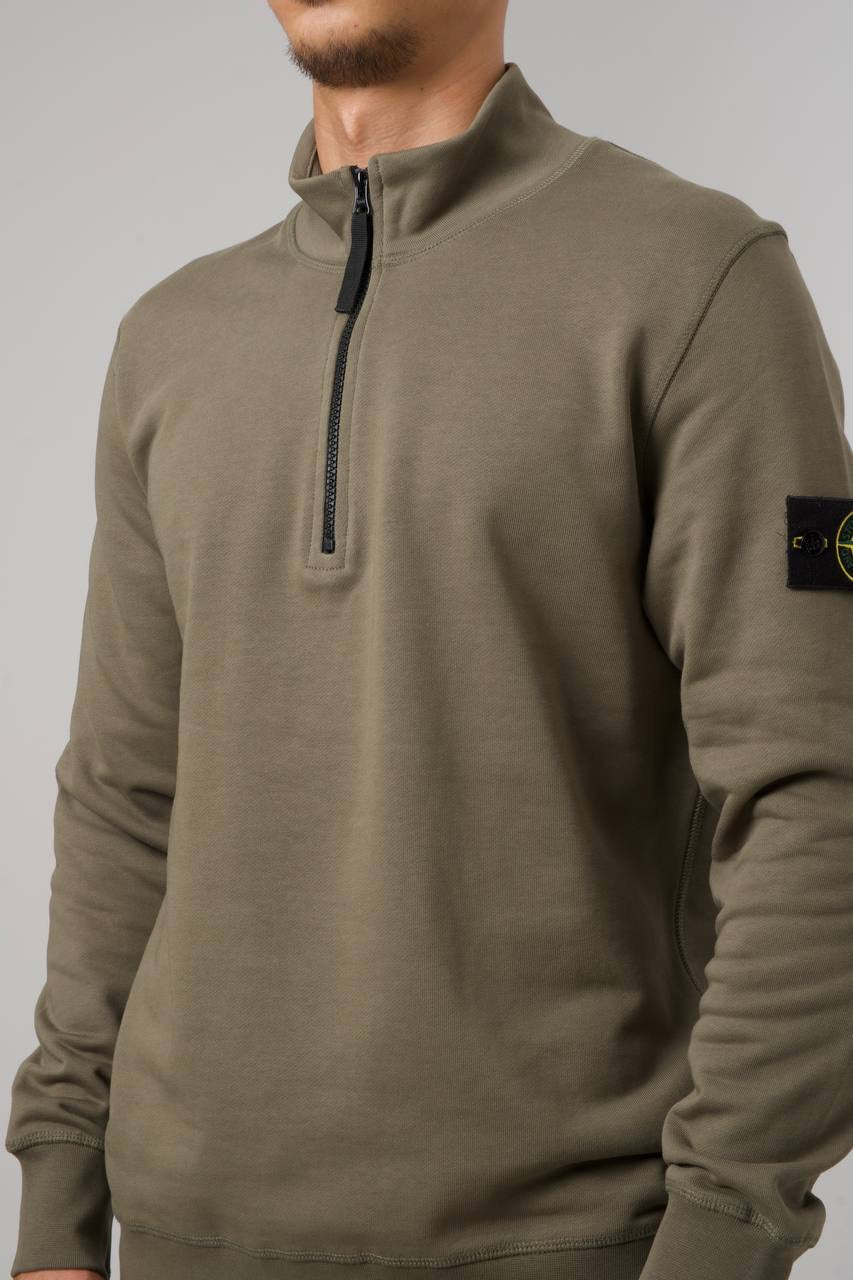 STONE ISLAND HALF ZIP SWEATER 0278 KHAKI