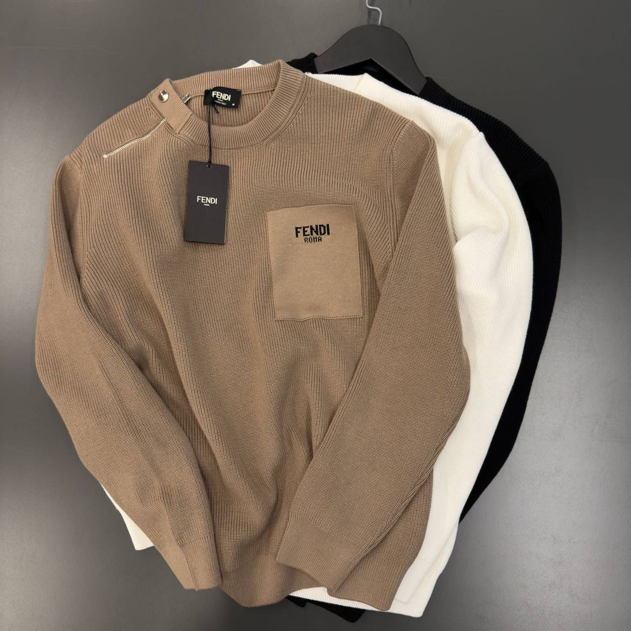 FENDI SWEATER 0327 BROWN KNITTED