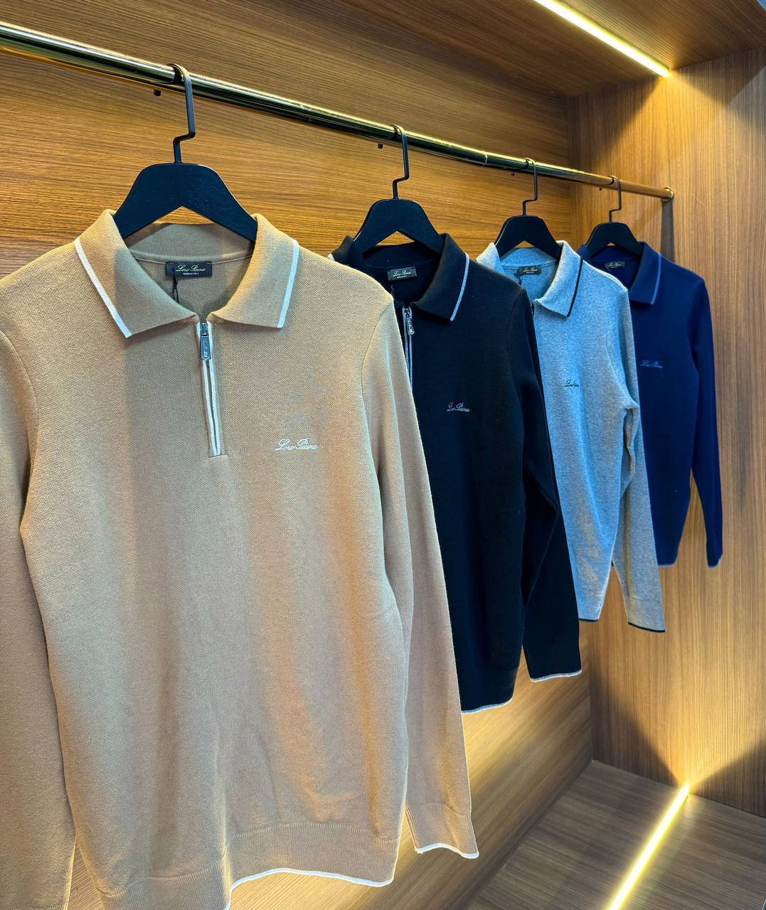 LORO PIANA POLO LONGSLEEVE 0265 BLACK KNITTED