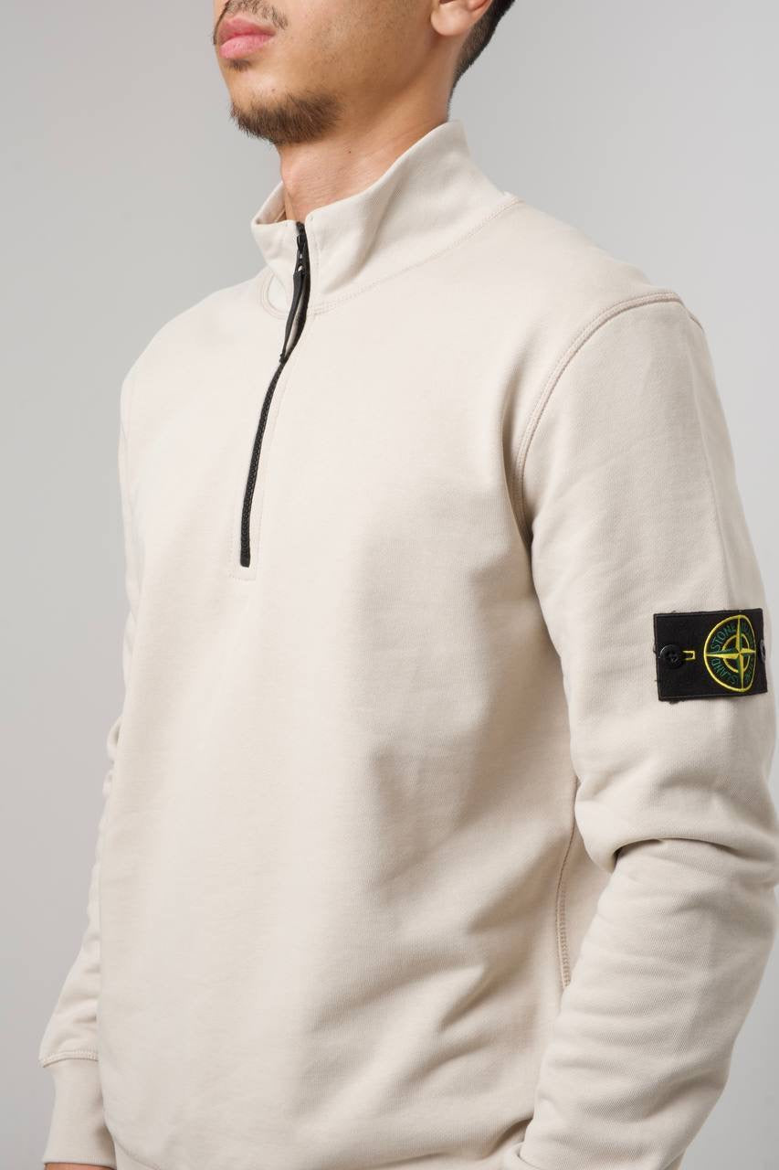 STONE ISLAND HALF ZIP SWEATER 0279 BEIGE