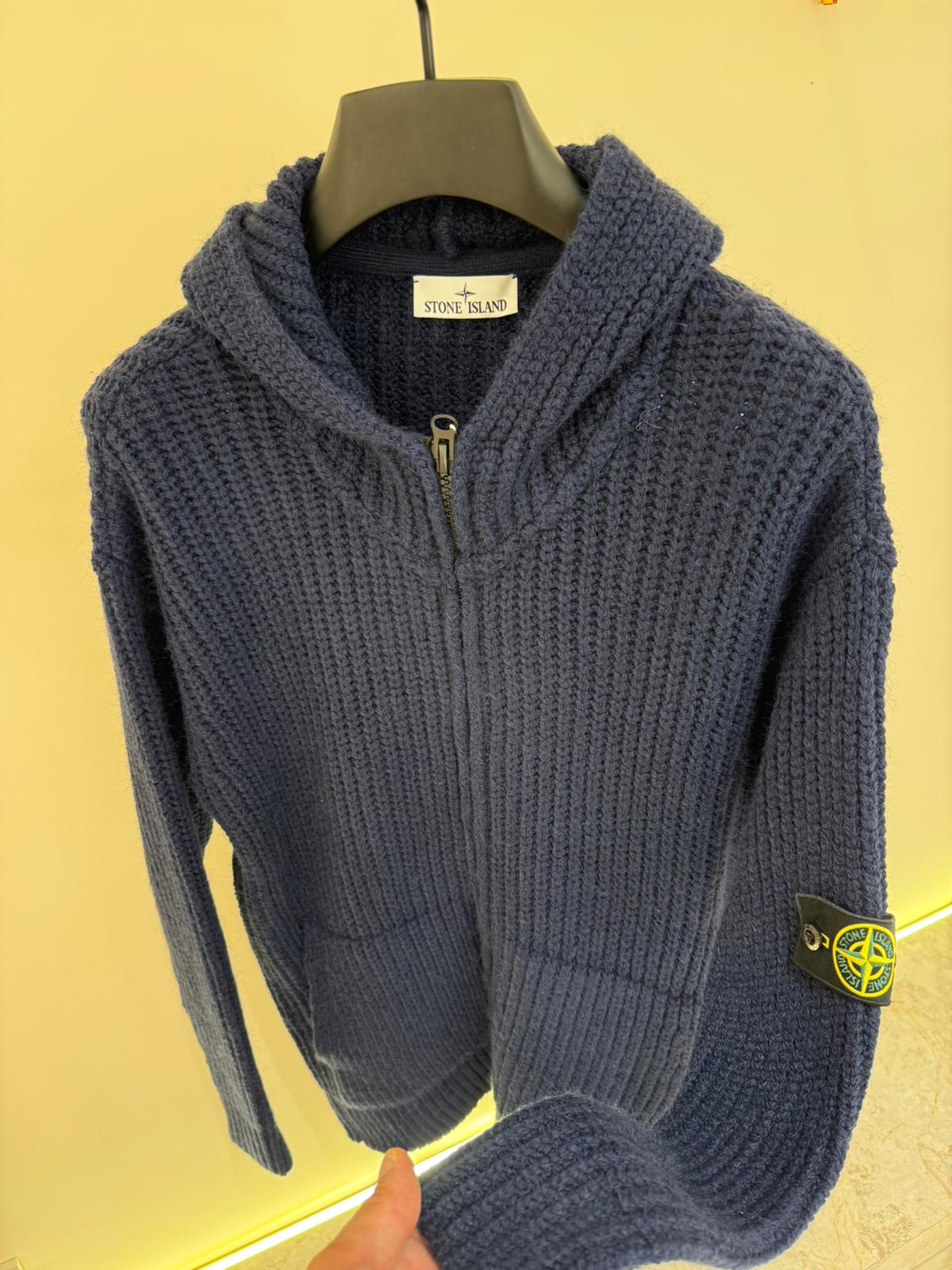 STONE ISLAND FULL ZIP HOODIE 0350 KNITTED NAVYBLUE