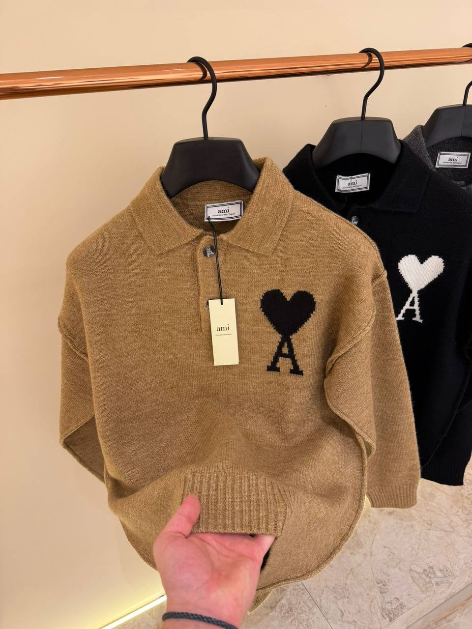 AMI PARIS POLO SWEATER 0318 KNITTED