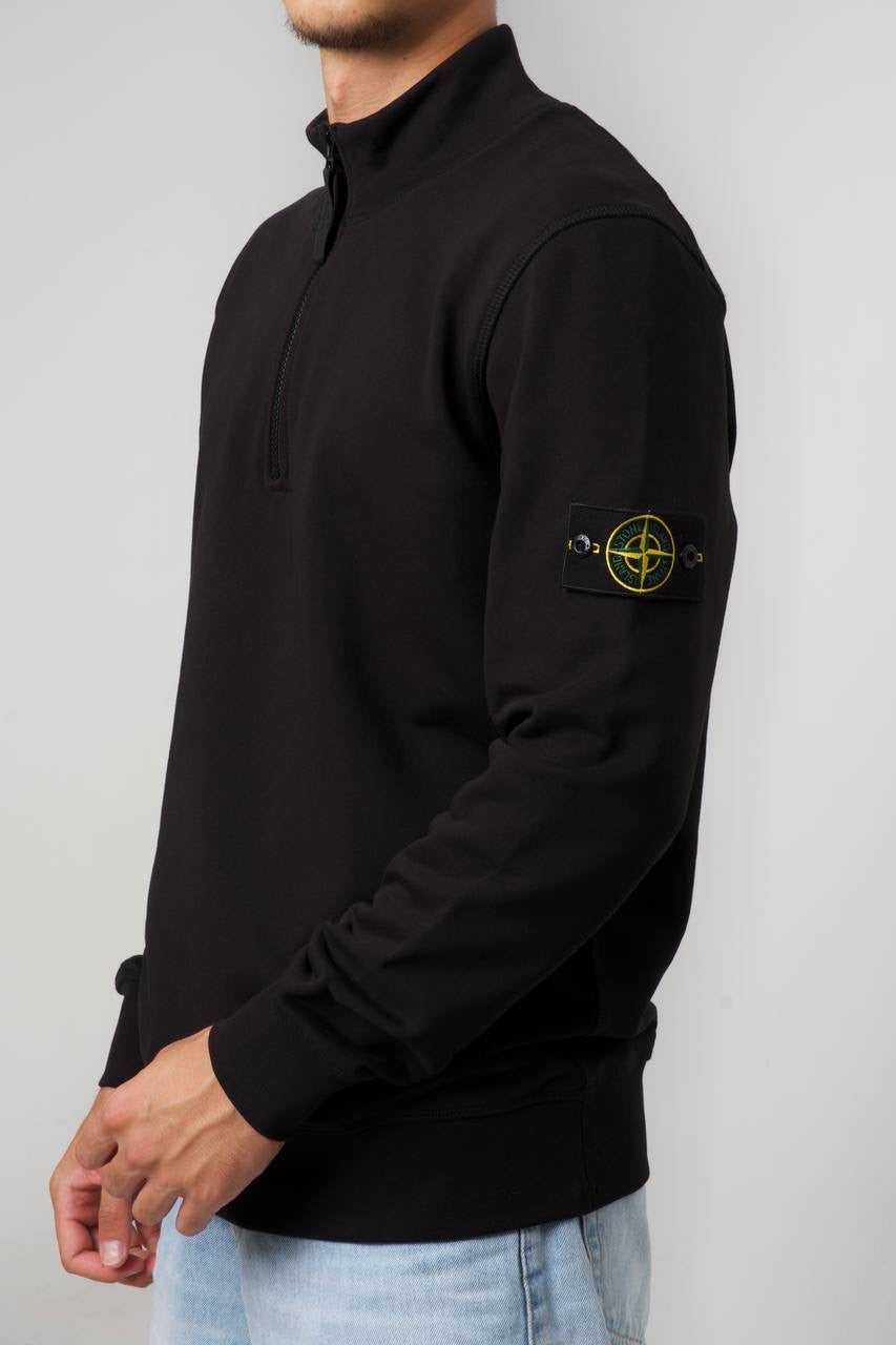 STONE ISLAND HALF ZIP SWEATER 0282 BLACKA