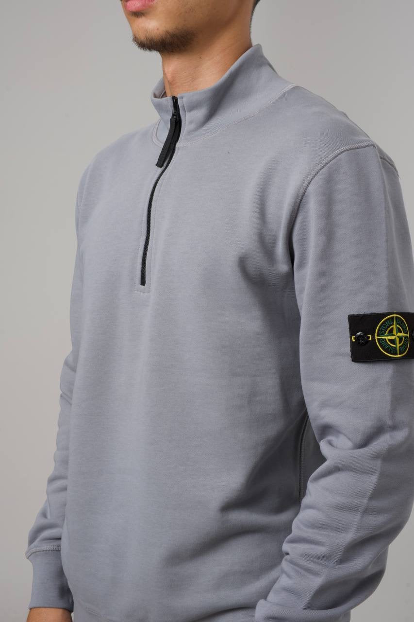 STONE ISLAND HALF ZIP SWEATER 0280 GRAYA