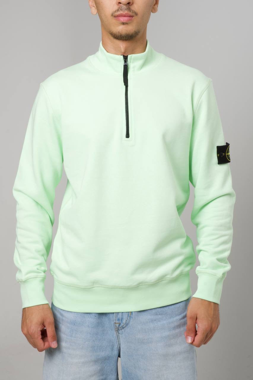 STONE ISLAND HALF ZIP SWEATER 0277 LIGHTGREEN