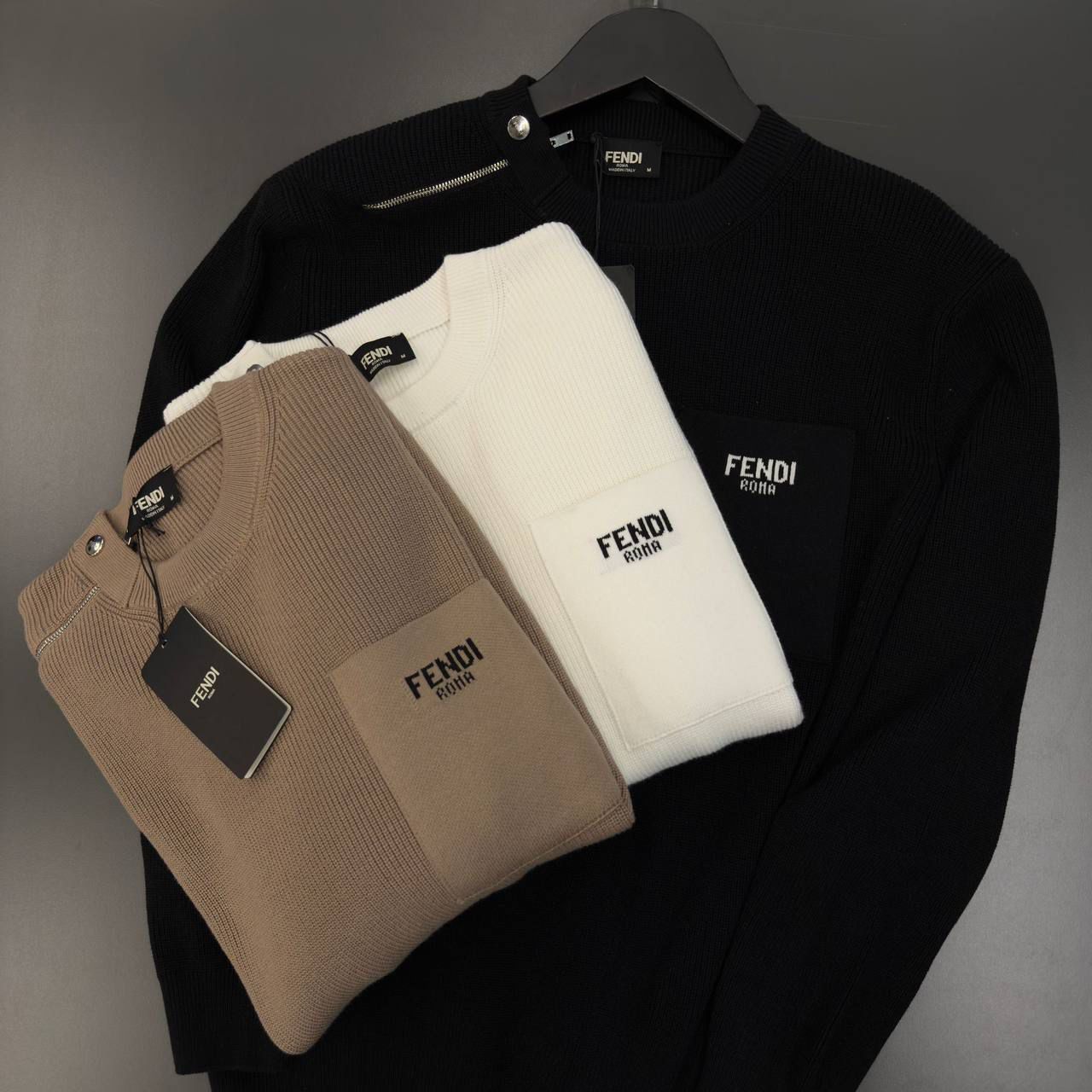 FENDI SWEATER 0329 BLACK KNITTED