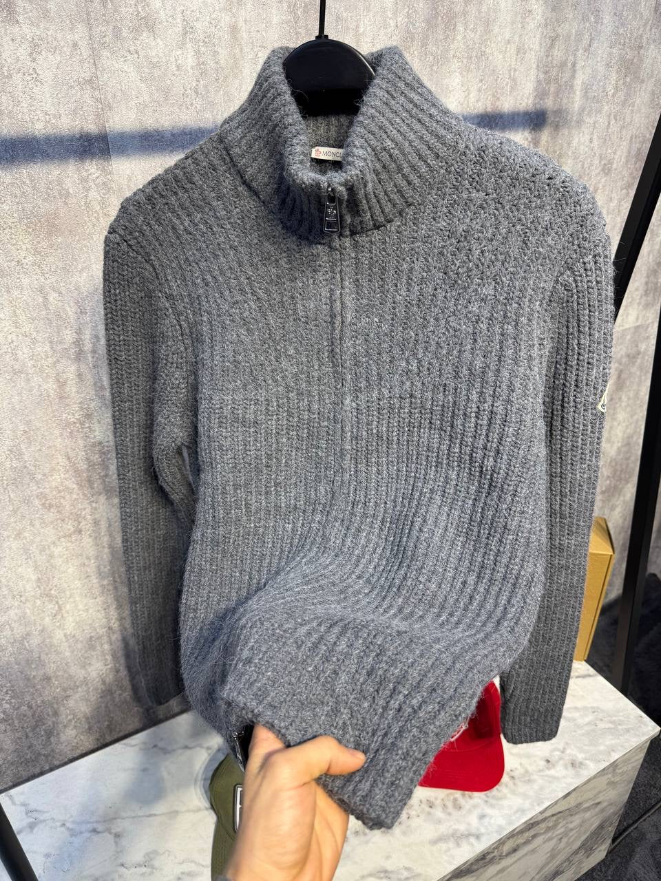 MNCLR FULL ZIP SWEATER 0346 KNITTED GRAY