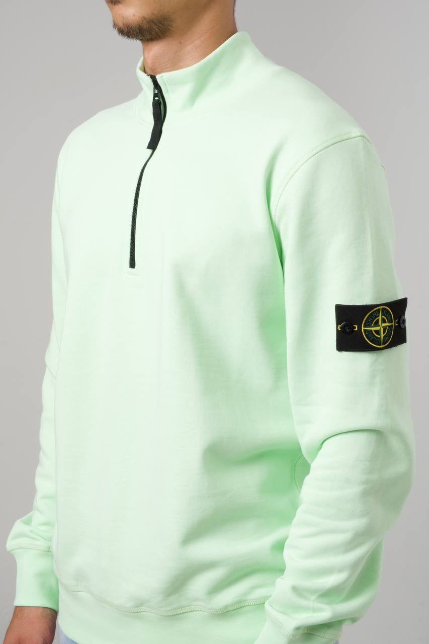 STONE ISLAND HALF ZIP SWEATER 0277 LIGHTGREEN