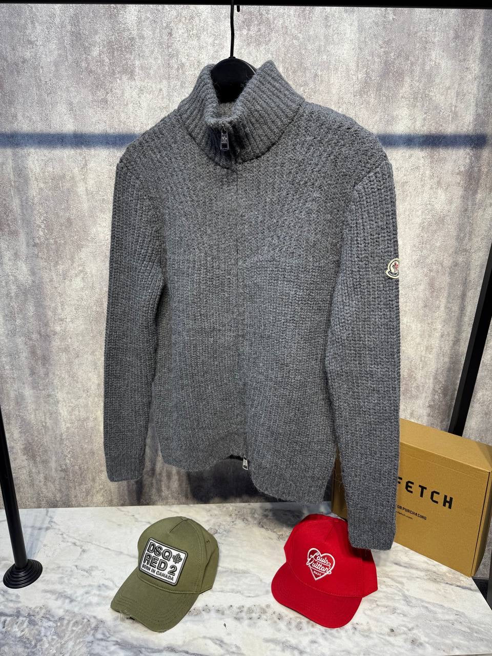 MNCLR FULL ZIP SWEATER 0346 KNITTED GRAY