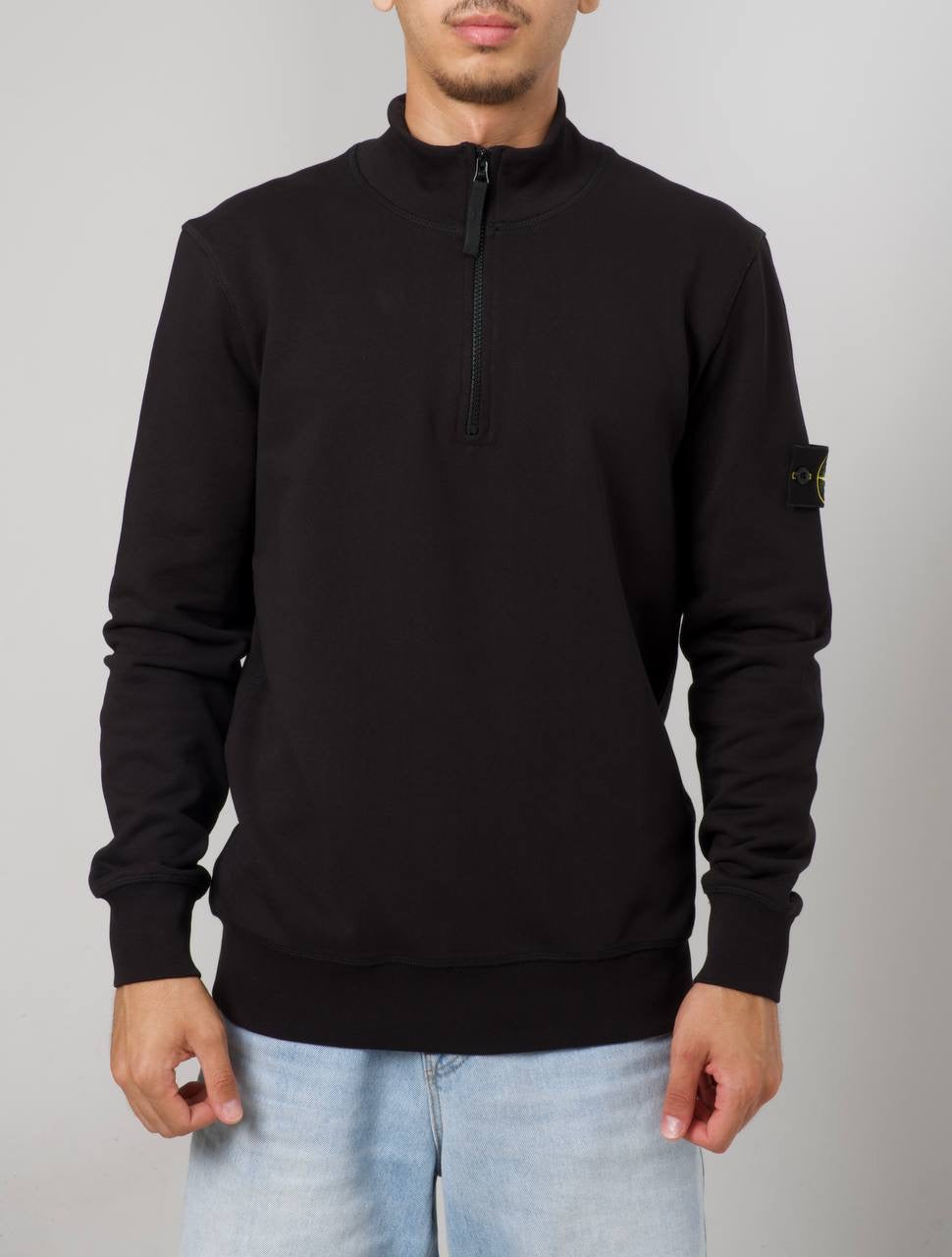 STONE ISLAND HALF ZIP SWEATER 0282 BLACKA