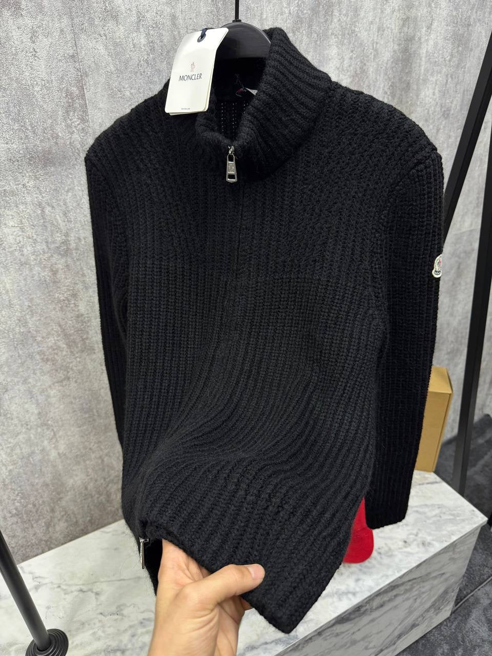 MNCLR FULL ZIP SWEATER 0345 KNITTED BLACK