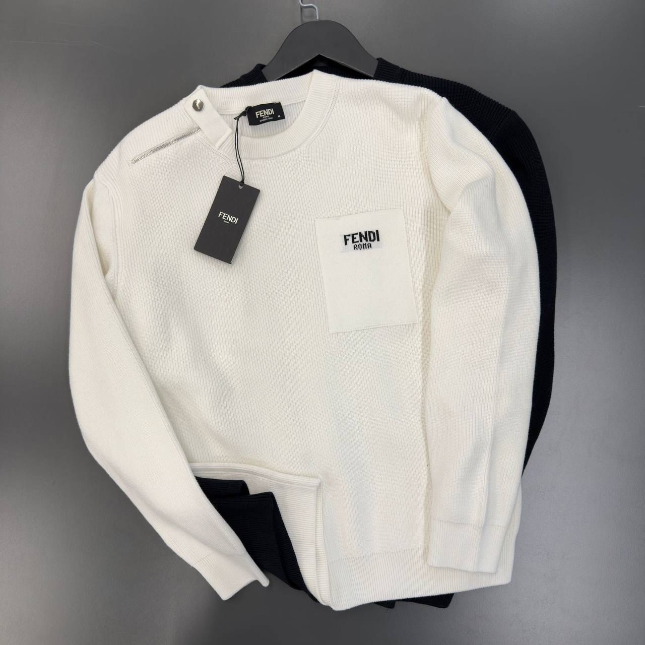 FENDI SWEATER 0328 WHITE KNITTED