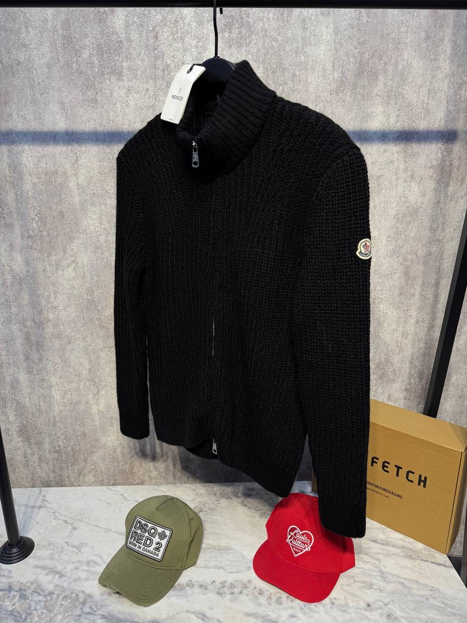 MNCLR FULL ZIP SWEATER 0345 KNITTED BLACK