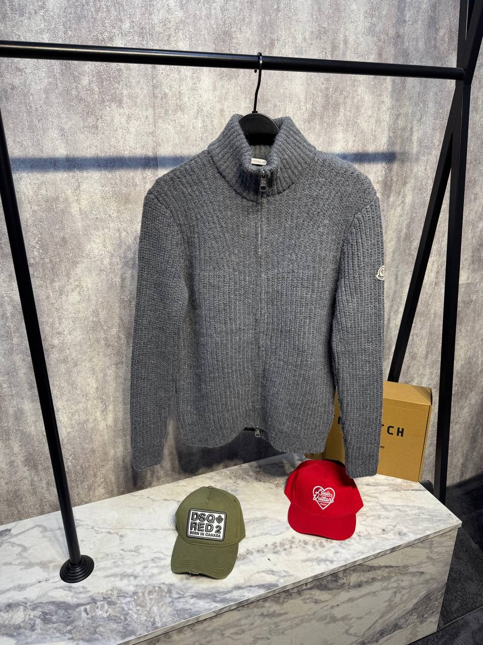 MNCLR FULL ZIP SWEATER 0346 KNITTED GRAY