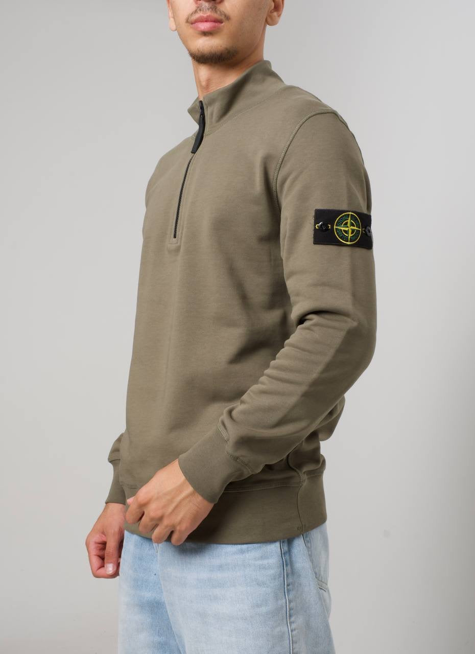 STONE ISLAND HALF ZIP SWEATER 0278 KHAKI
