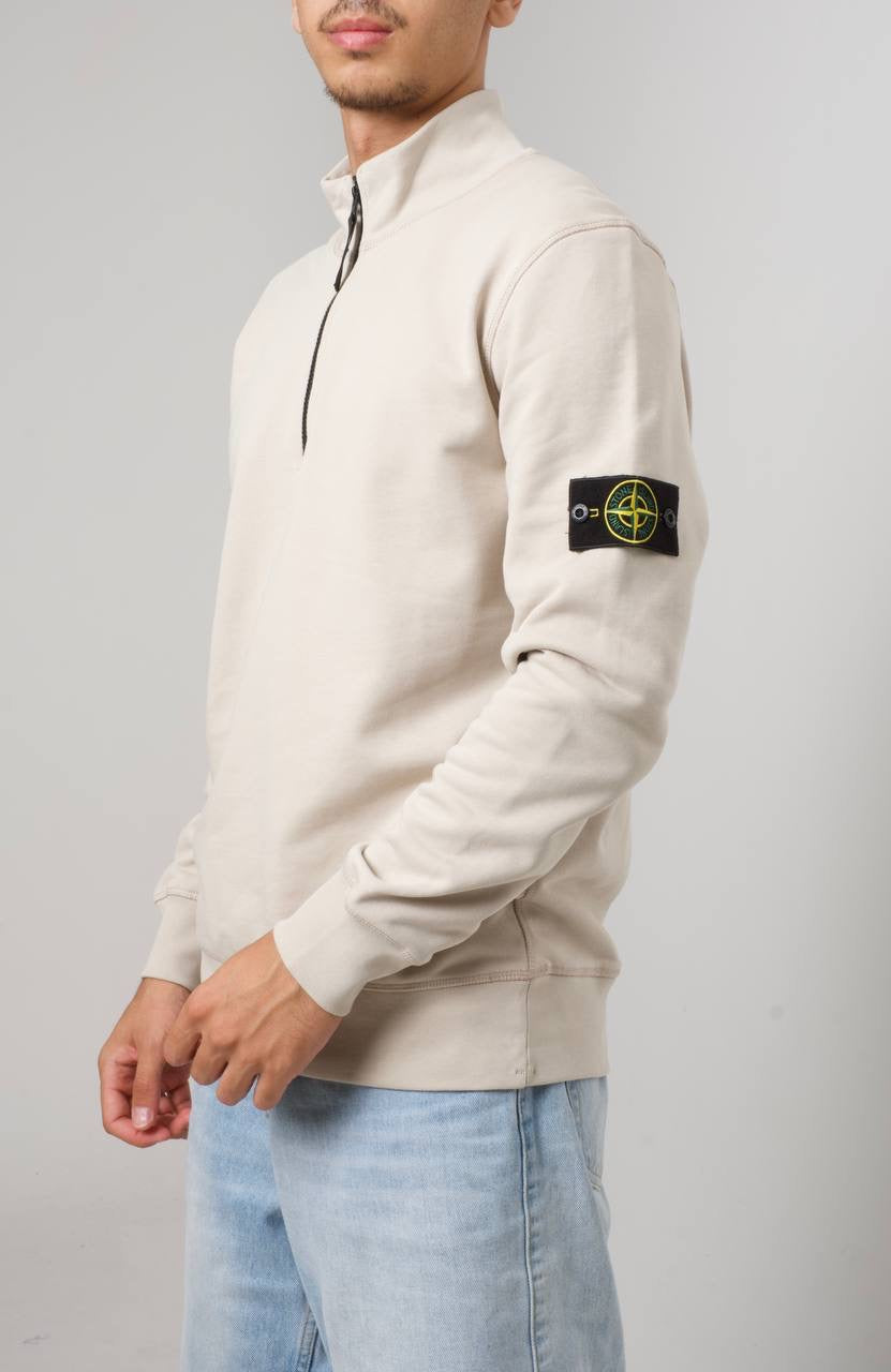 STONE ISLAND HALF ZIP SWEATER 0279 BEIGE