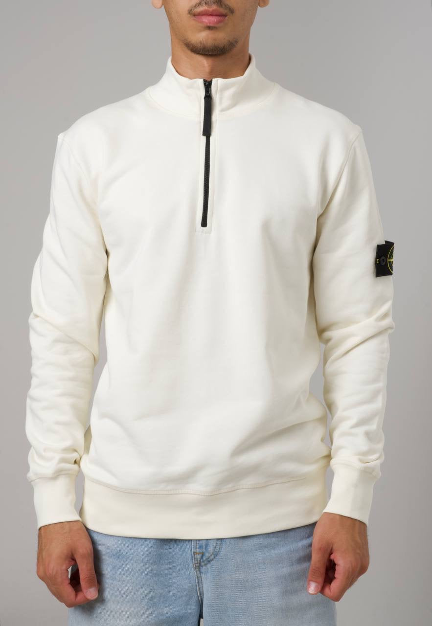 STONE ISLAND HALF ZIP SWEATER 0281 ECRU
