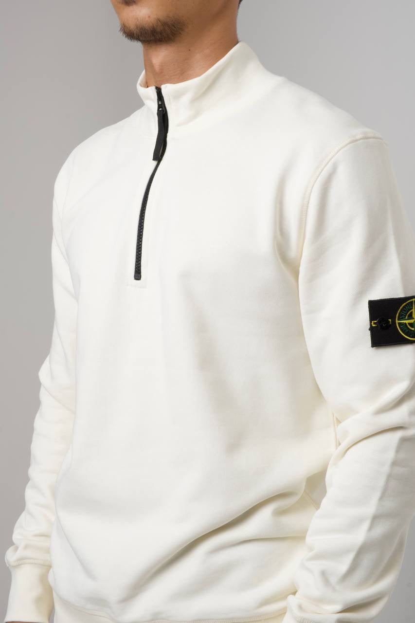 STONE ISLAND HALF ZIP SWEATER 0281 ECRU